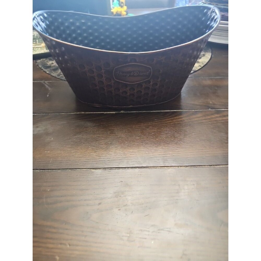 Harry & David Shabby Chic Metal  Planter Bronze tone Storage Bin  12" Wide